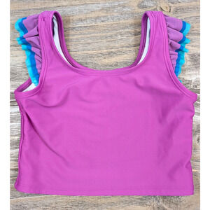 Hanna Andersson Girls 6-7 Swim Top Pink Ruffle Tiered Tankini EUC